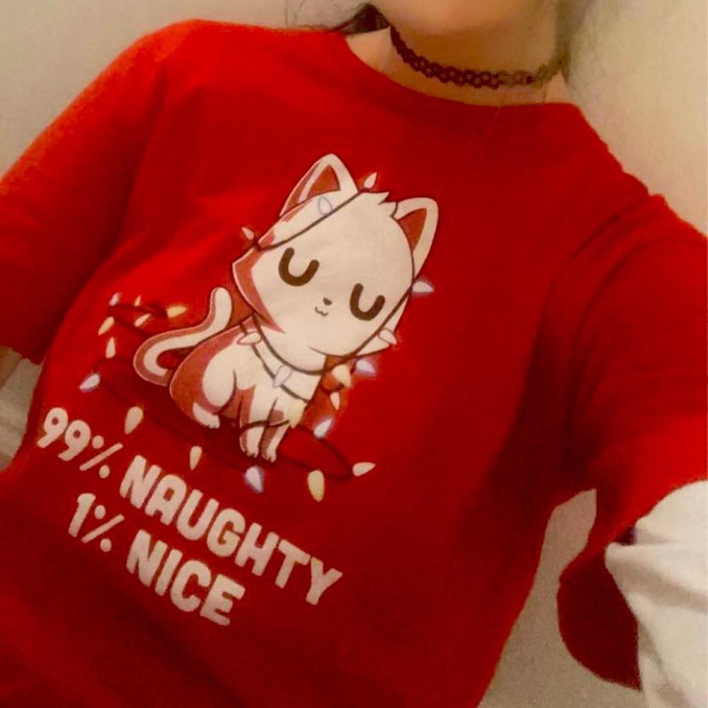 Xmas Cat Tshirt (Small) + Xmas Cat Ears!!